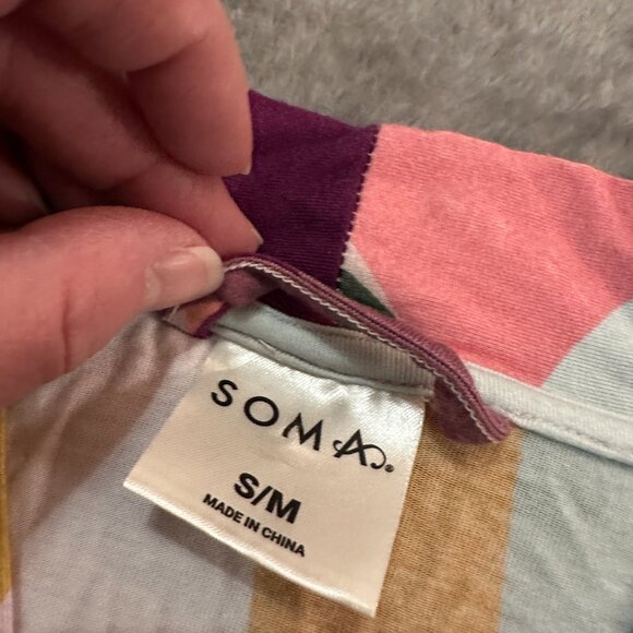 Soma Tie Robe Kimono Multicolor Small Medium Stretchy Knit - Picture 3 of 5